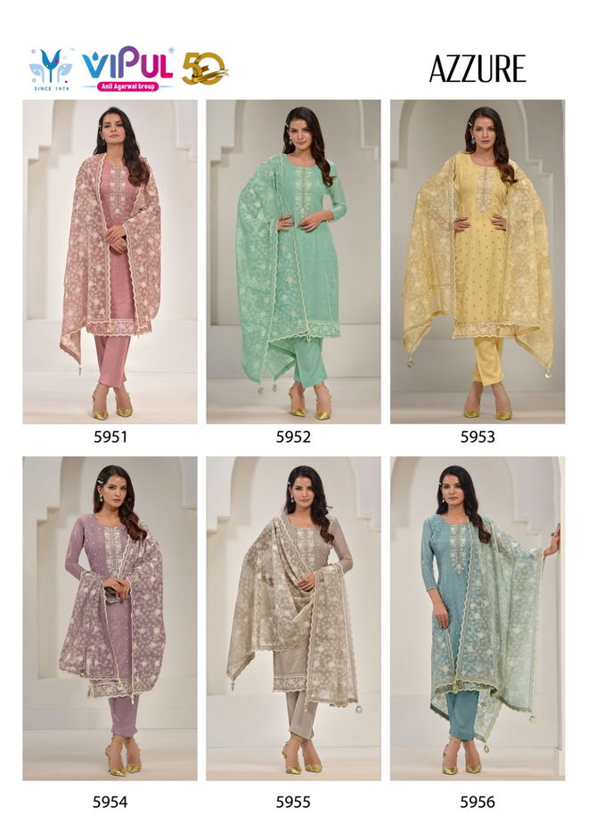 Azzure By Vipul Soft Organza Embroidery Bulk Salwar Kameez Wholesalers In Delhi